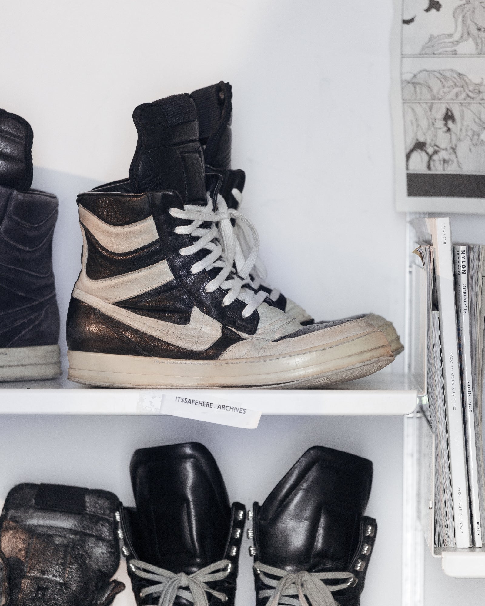 Rick Owens Oreo Dunk Sneakers SZ: 45