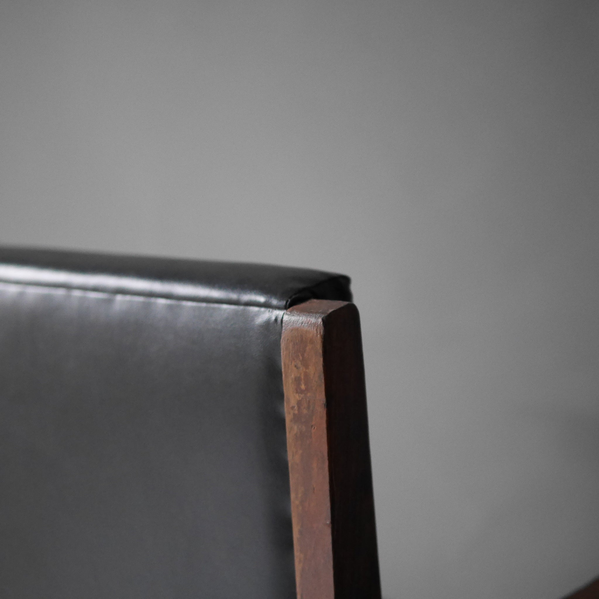 Office Chair by Pierre Jeanneret,Black Leather Pad, 1958