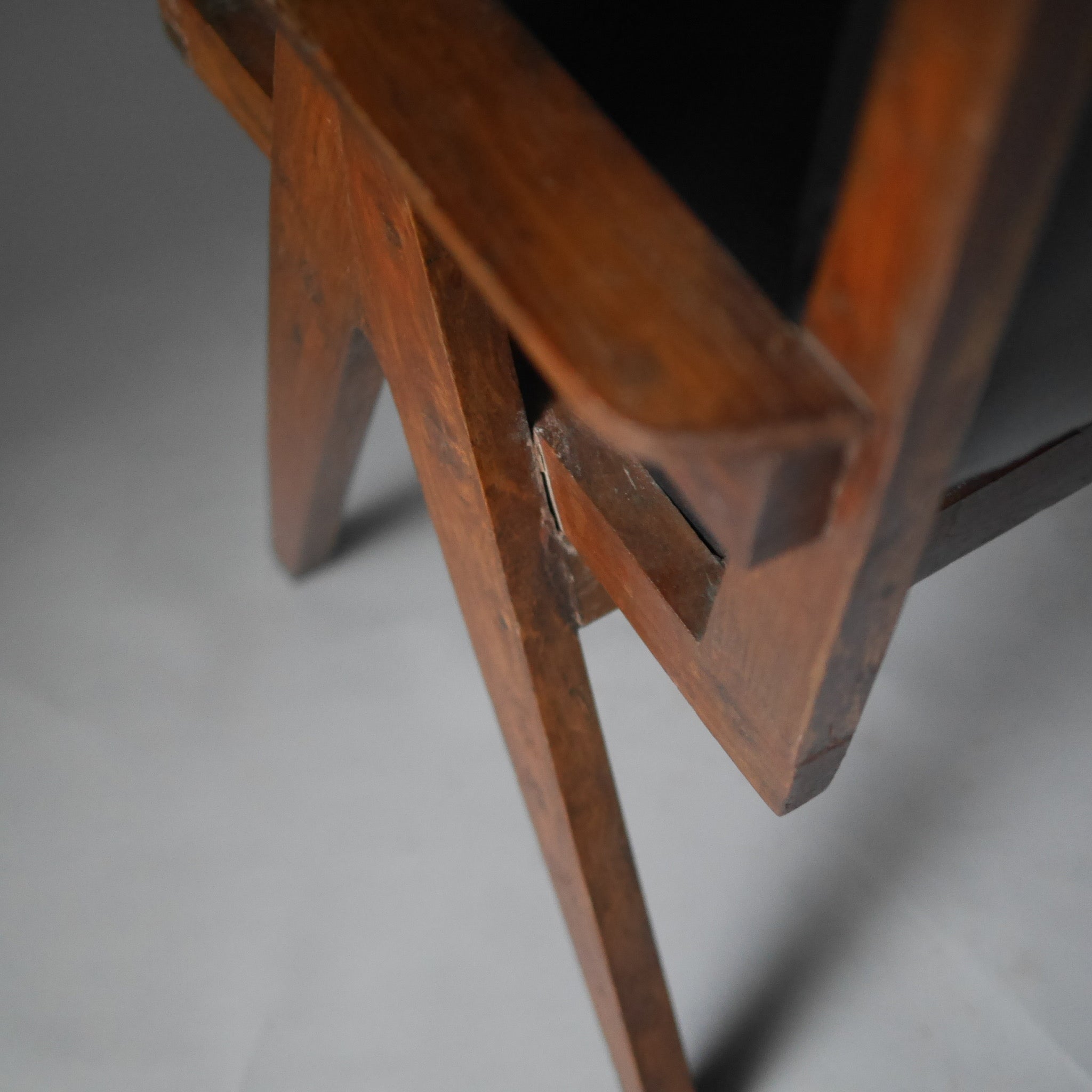 Office Chair by Pierre Jeanneret,Black Leather Pad, 1958