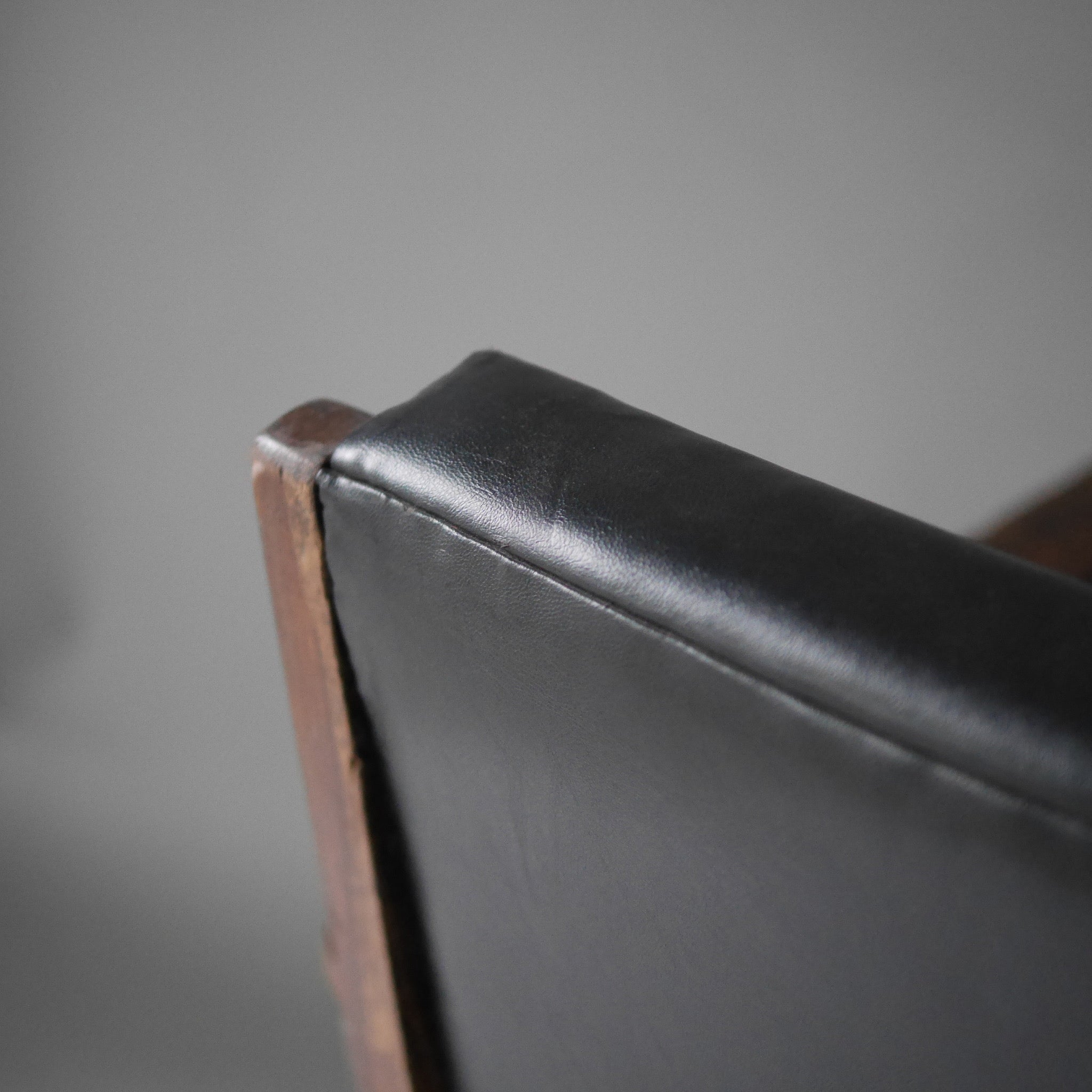 Office Chair by Pierre Jeanneret,Black Leather Pad, 1958