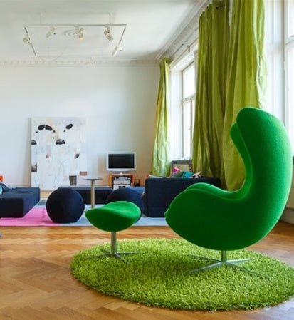 Egg Chair with Ottoman by Arne Jacobsen for Fritz Hansen, 1958 Green